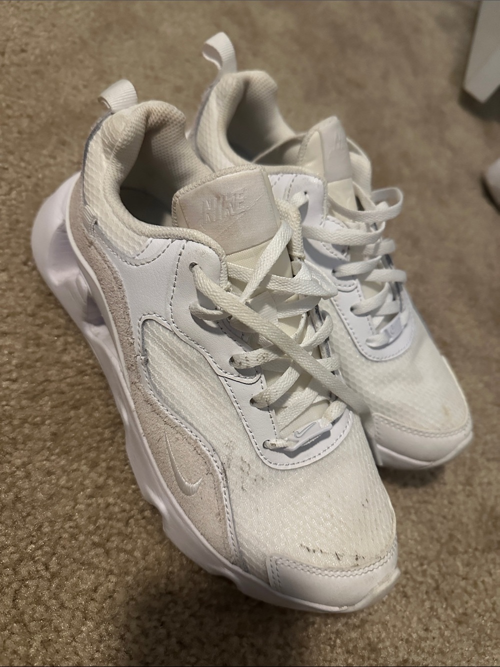 Nike Kids White and Cream Casual Sneakers